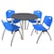 Kee Kee Round Table & Chair Set, Wood, Metal, Plastic Top, Grey TB48RNDGYBPCM47BE - alternate 1
